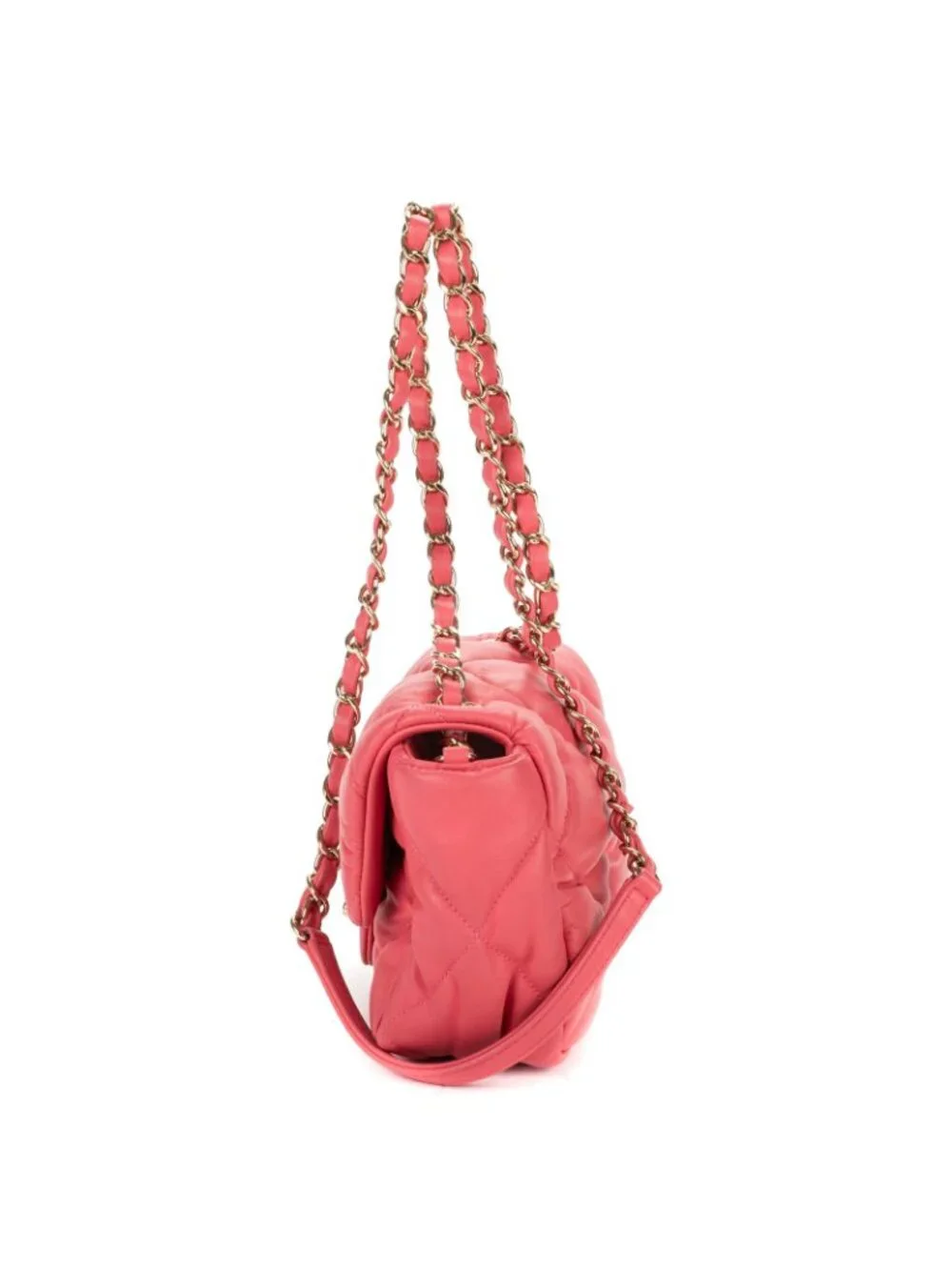 Chanel Mini Classic Chain Crossbody Flap Bag Pink Quilted Lambskin Leather